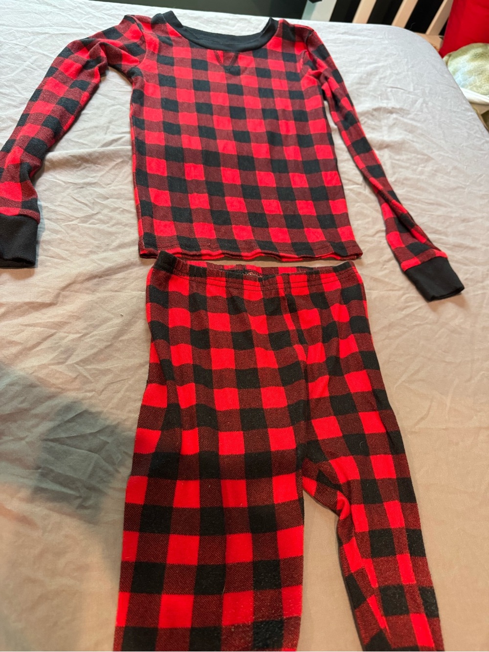 Essentials Kids Red & Black Buffalo Plaid Pajama Set